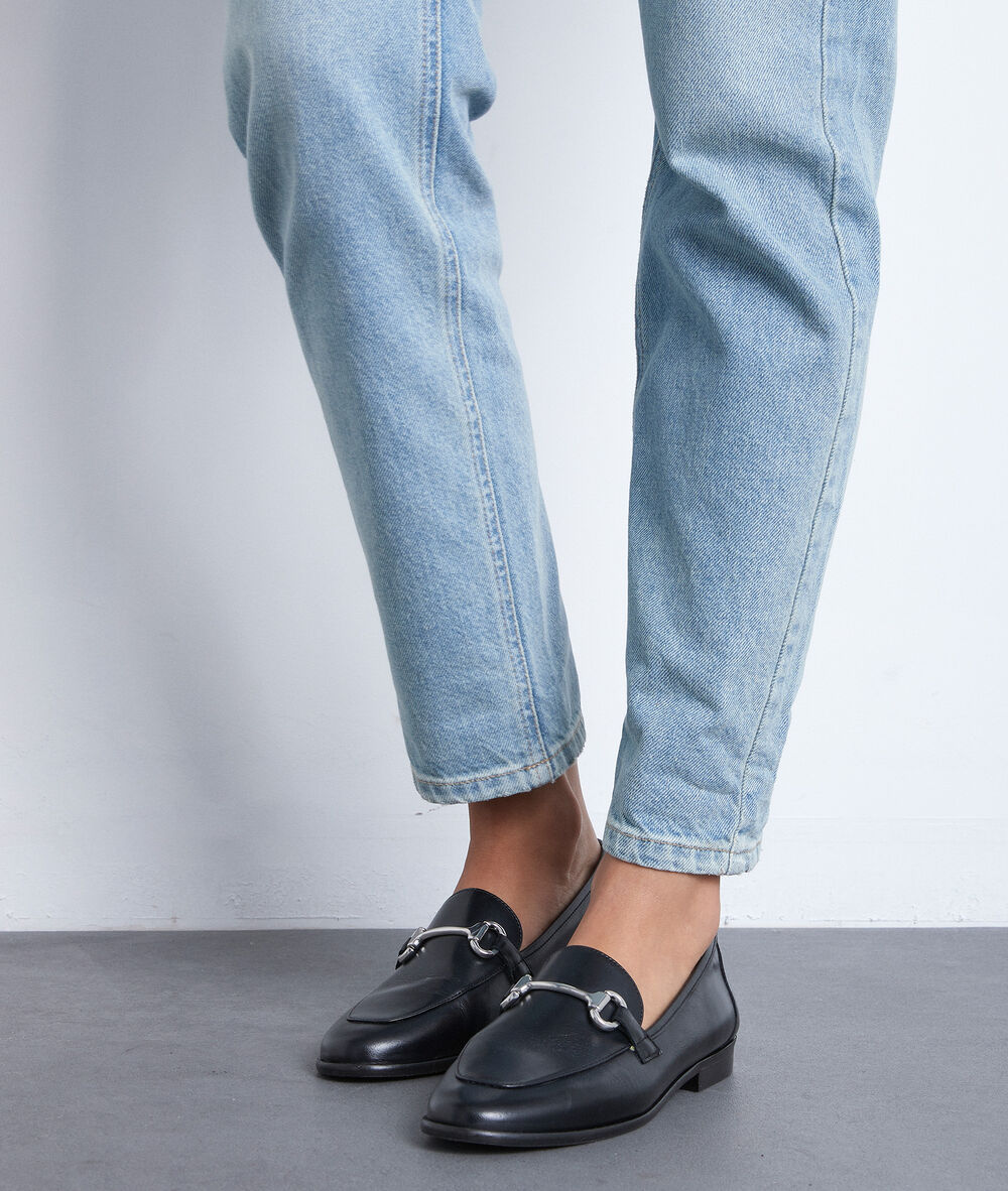 Mocassins à boucle en cuir noir hanah noir.