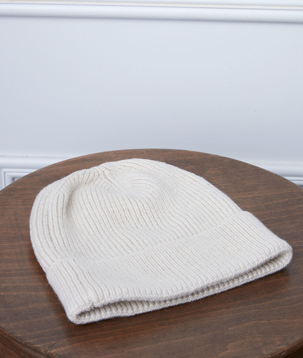 Bonnet en alpaga et laine recycl&eacute;e zelma creme.