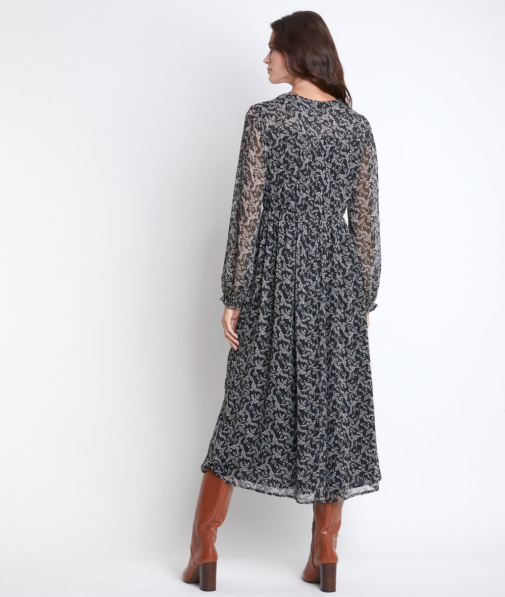 Robe longue imprimé fleuri louise noir.