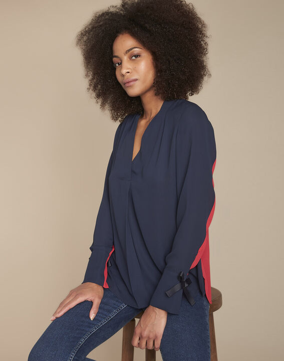 Blouse marine bicolore oeillets poignets Marinette | 1-2-3 Blouse marine bicolore oeillets poignets Marinette PhotoZ | 1-2-3