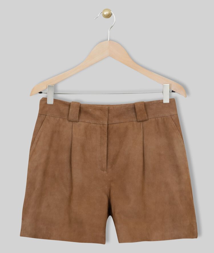 Short en cuir velours imani camel clair.