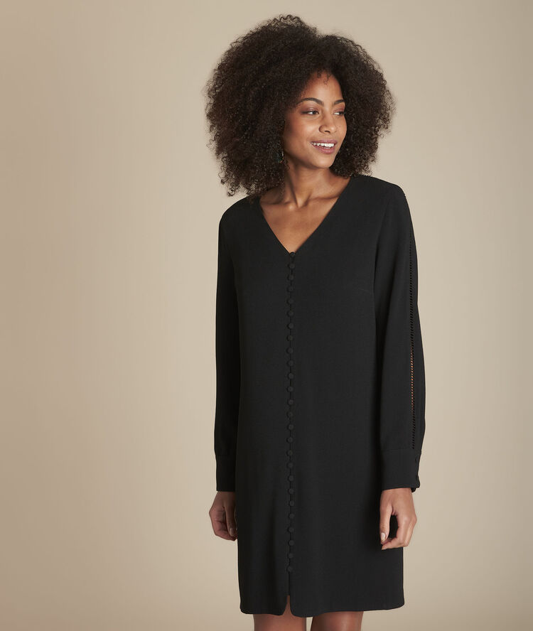 Zwarte jurk met beklede knopen isaure noir.
