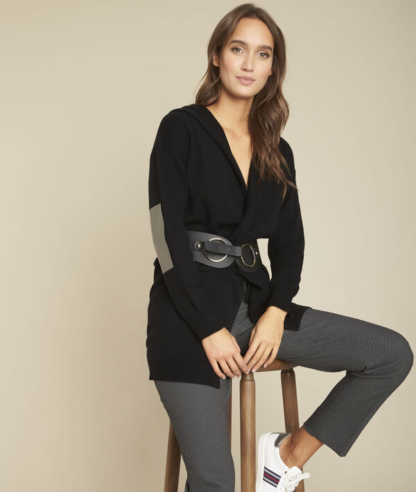 Pull en cachemire rayé noir Feuillage | 1-2-3 Pull en cachemire rayé noir Feuillage PhotoZ | 1-2-3