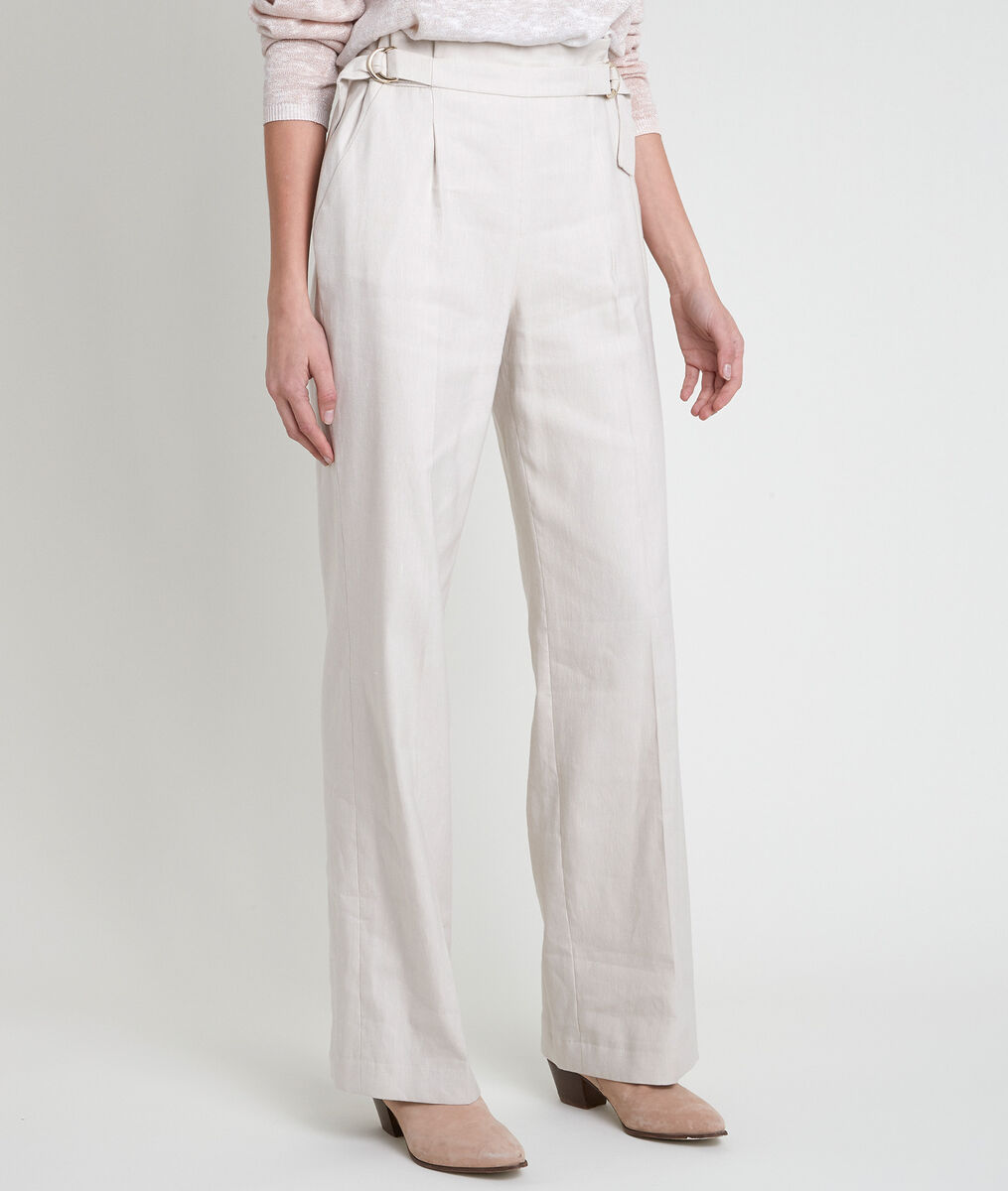 Pantalon large en lin mélangé écru Filipo | 1-2-3 Pantalon large en lin mélangé écru Filipo PhotoZ | 1-2-3