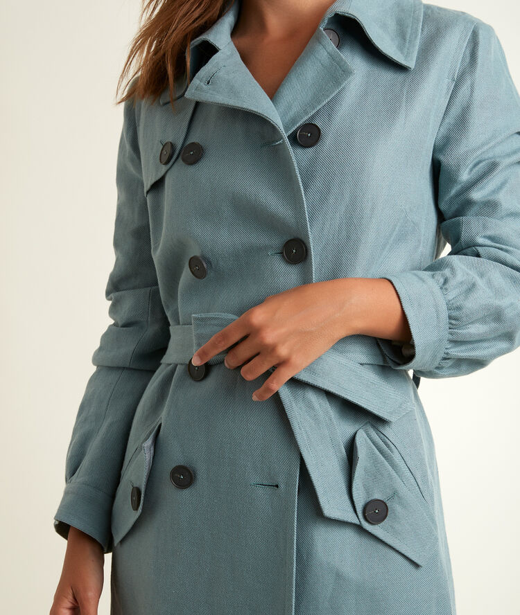 Trench en lin et coton sadao ardoise.
