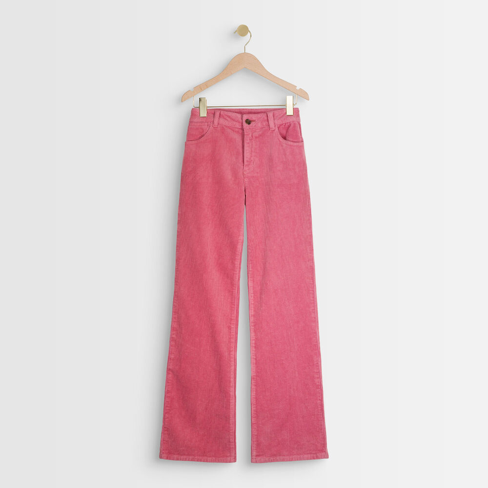 Pantalon large en velours rose fidji rose.