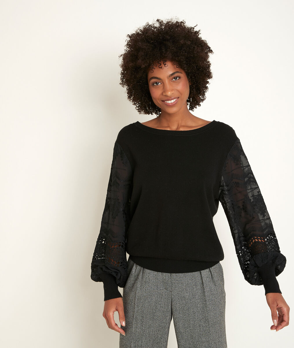 Pull à manches en dentelle Relly | 1-2-3 Pull à manches en dentelle Relly PhotoZ | 1-2-3
