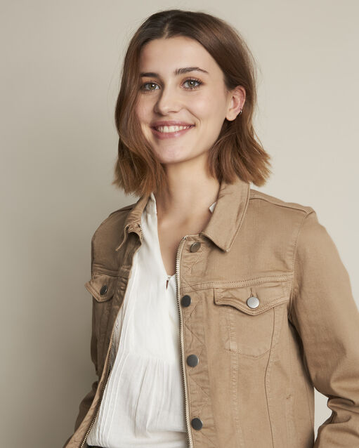 Veste en jean havane clem camel.
