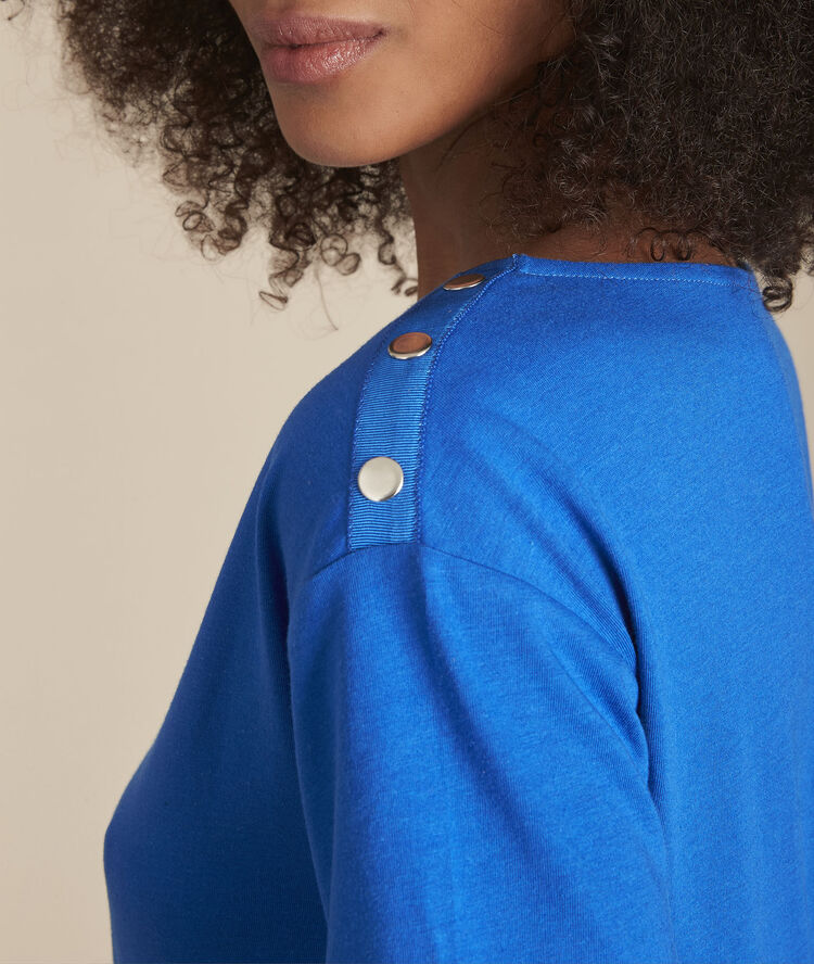 Tee-shirt bleu col bateau calvi bleu.