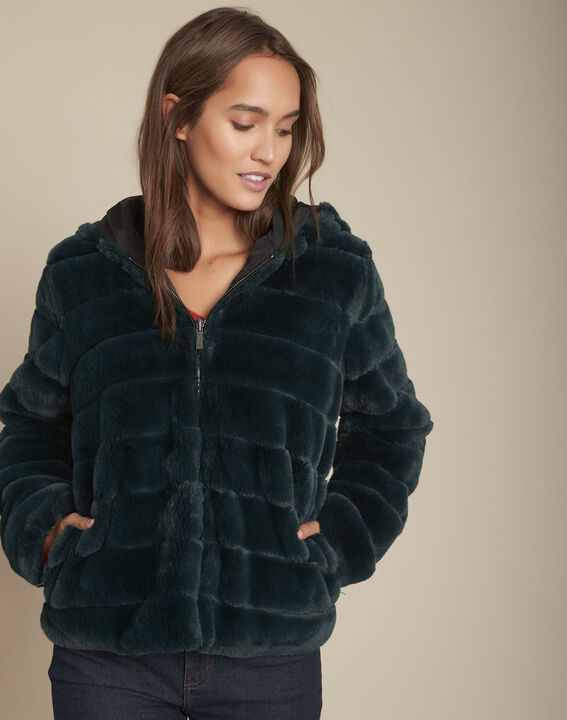 Manteau en fausse fourrure cyprès Laura | 1-2-3 Manteau en fausse fourrure cyprès Laura PhotoZ | 1-2-3