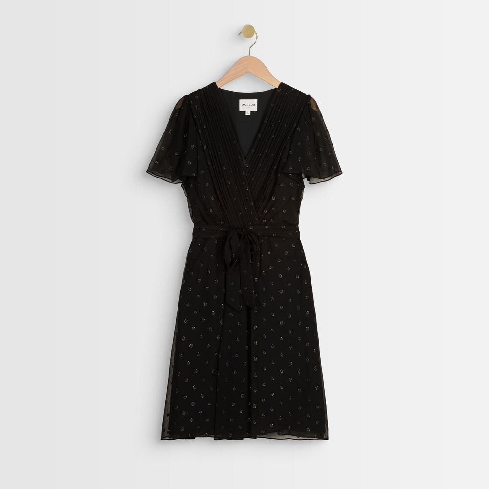 Robe en soie lurex charline noir.