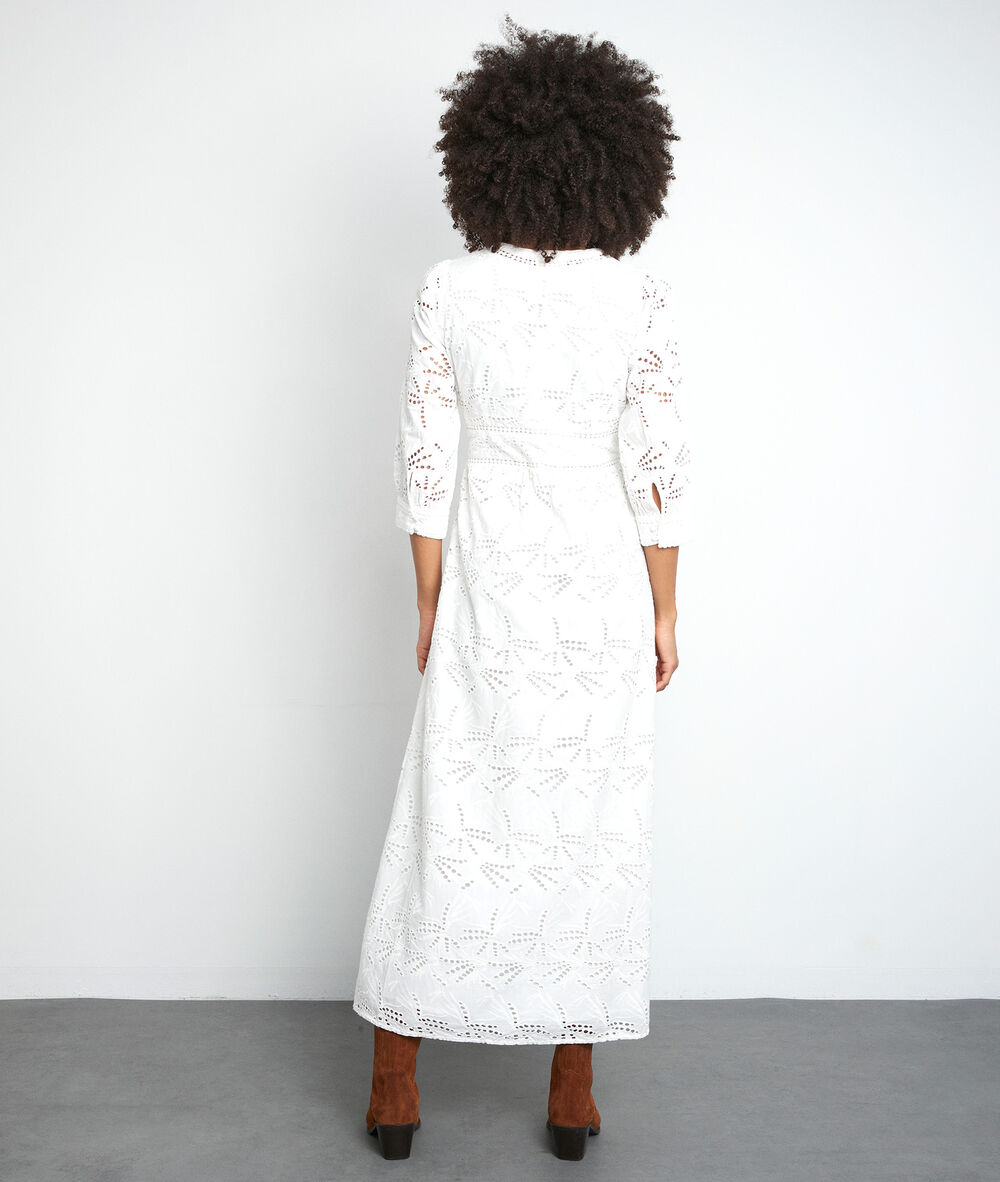 Langes, besticktes kleid catalia ecru.