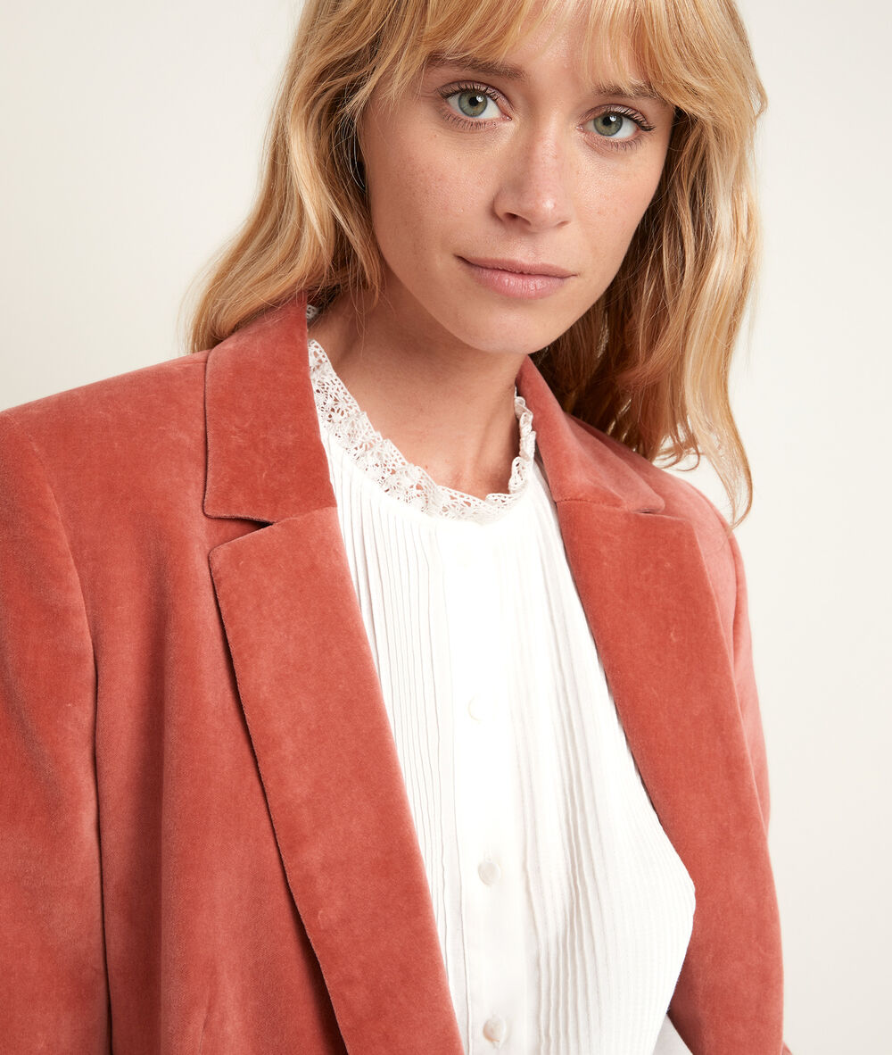 Veste en velours tilleul goyave.
