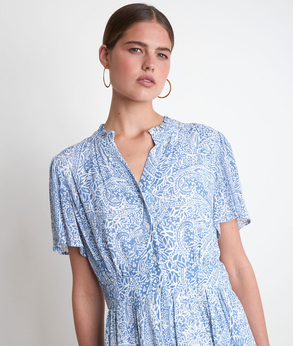 Robe courte imprimée bleu ciel leonie ciel.