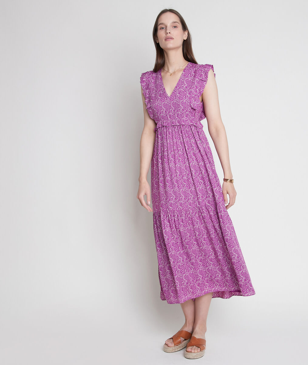 Robe longue imprimée violette Lavande | 1-2-3 Robe longue imprimée violette Lavande PhotoZ | 1-2-3
