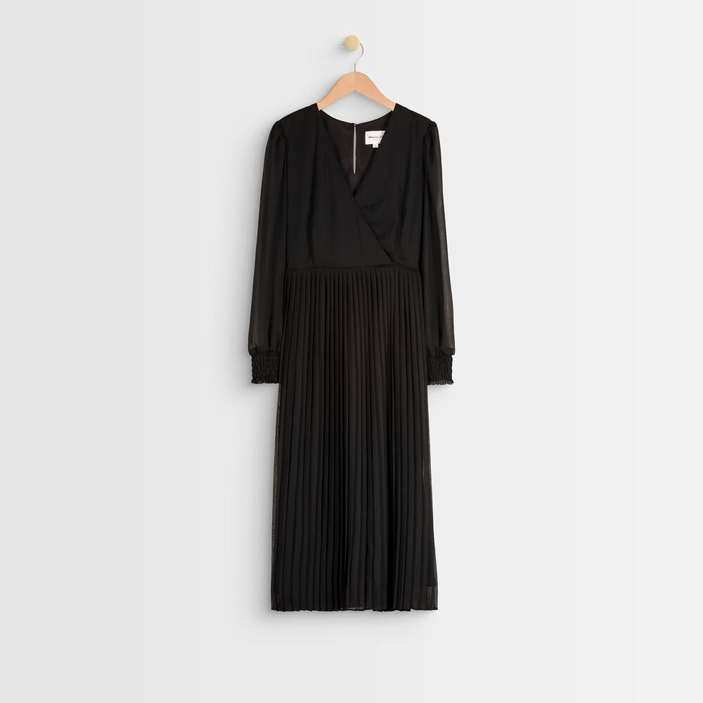 Robe portefeuille plissée caresse noir.