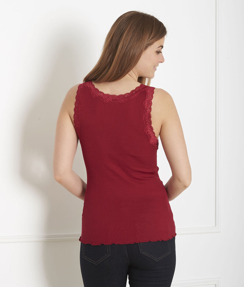 Rotes tanktop seide und baumwolle spitzenausschnitt guest rot.