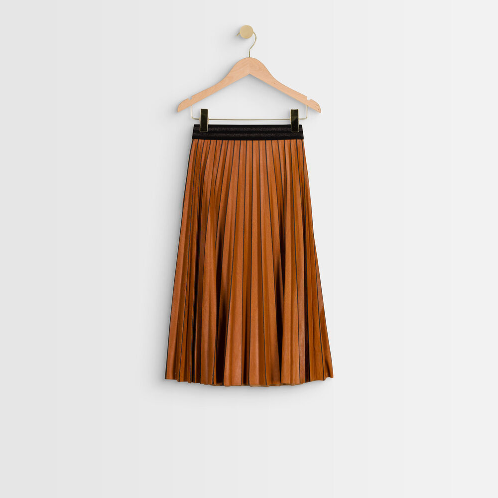 Jupe plissée garance caramel.