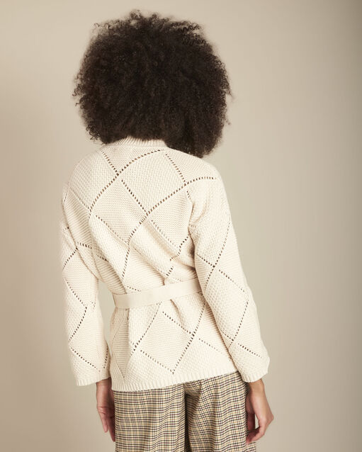 Gilet beige maille fantaisie fashionista gris/blanc.