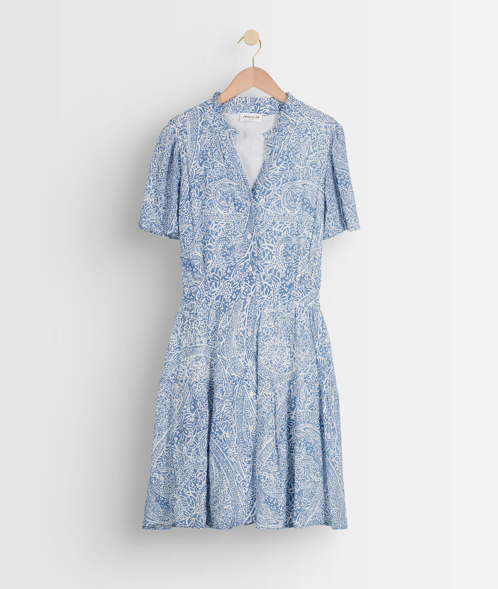 Robe courte imprimée bleu ciel leonie ciel.