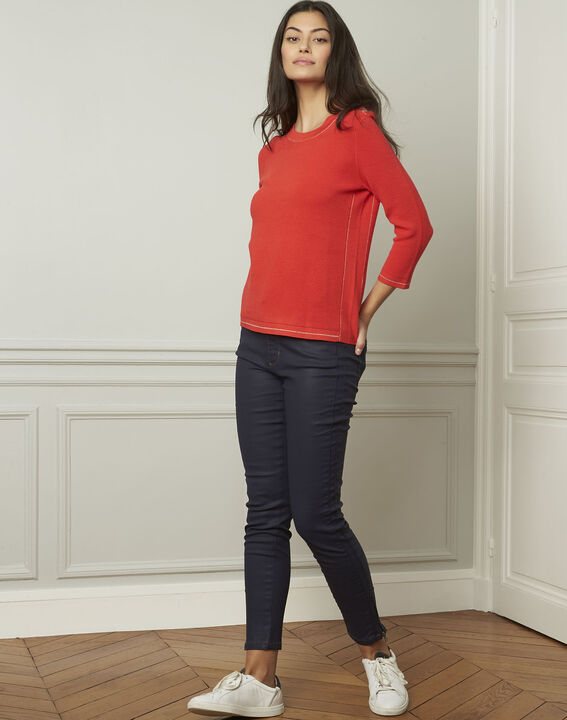 Roter Pulli mit Knöpfen und Lurex Avocado | 1-2-3 Roter Pulli mit Knöpfen und Lurex Avocado PhotoZ | 1-2-3
