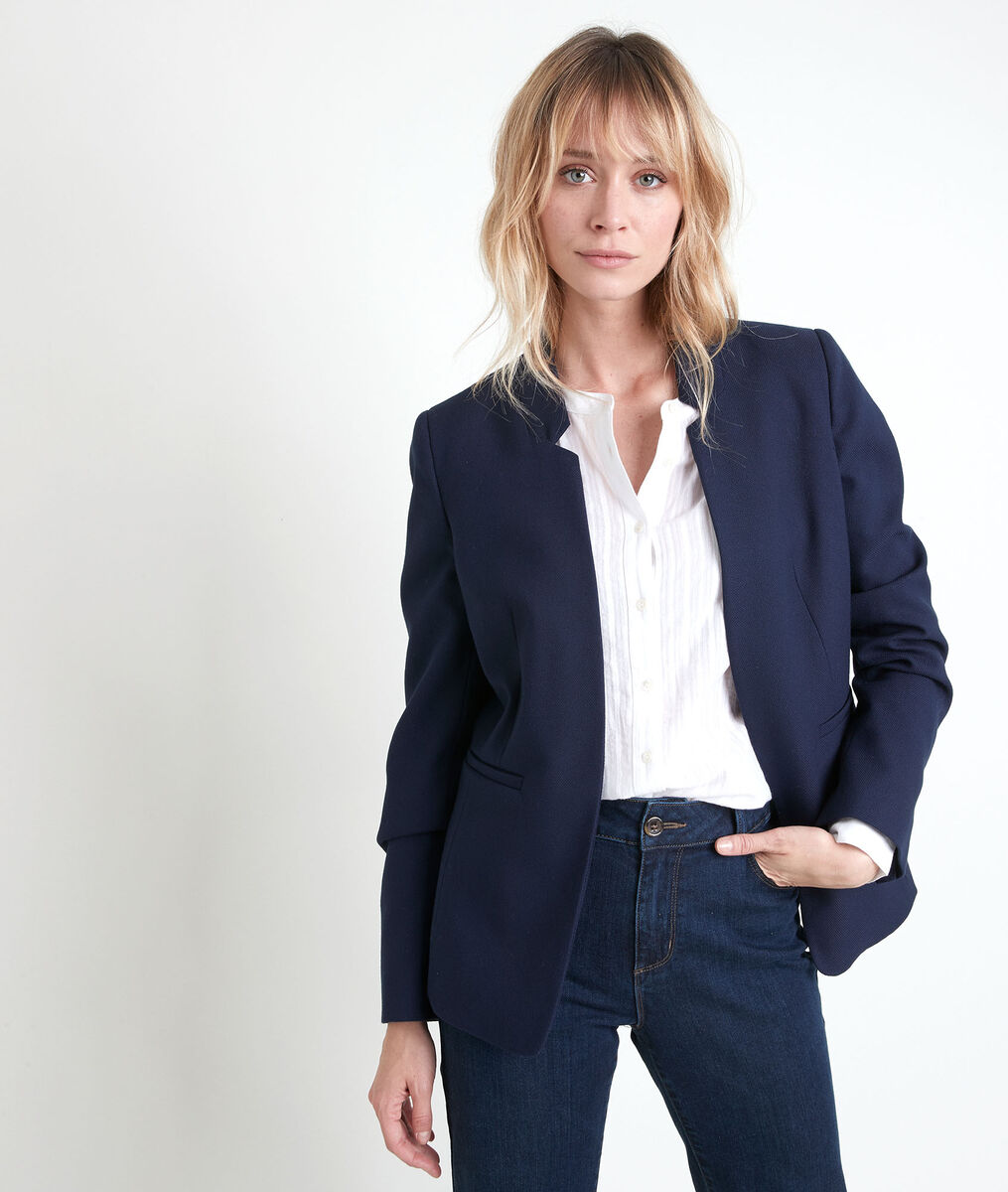 Marineblaue Jacke Piqué Precious | 1-2-3 Marineblaue Jacke Piqué Precious PhotoZ | 1-2-3