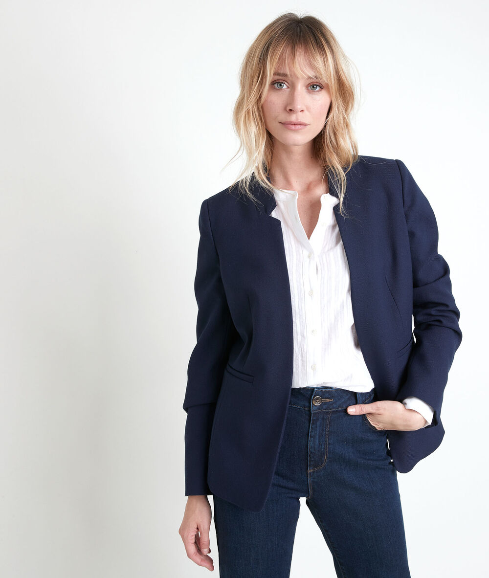 Marineblaue jacke piqu&eacute; precious marine.