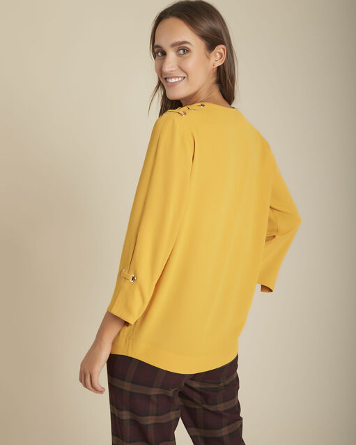 Blouse jaune à œillets melody ocre.