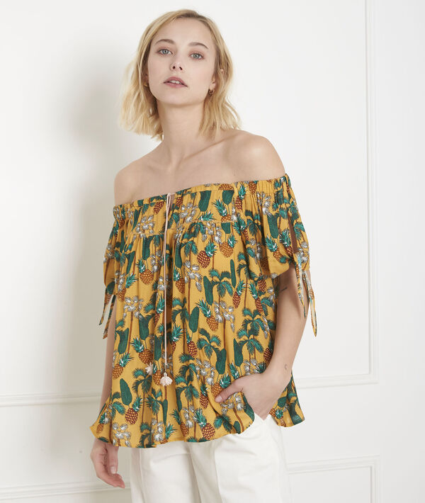 Gelbe Bluse mit Ananas-Print Vananas | 1-2-3 Gelbe Bluse mit Ananas-Print Vananas PhotoZ | 1-2-3