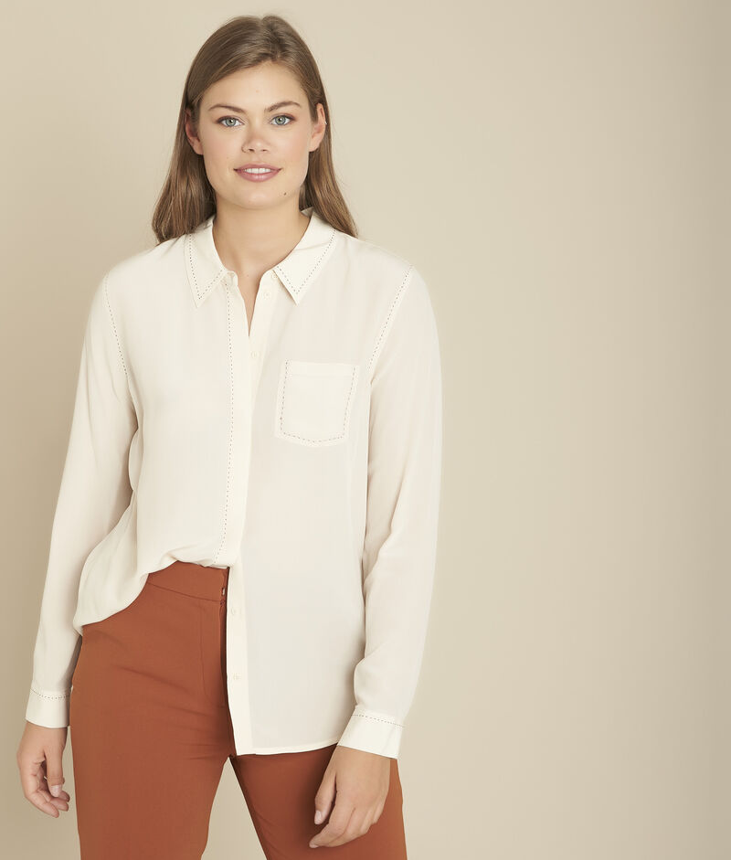 Chemise beige en soie maana beige.