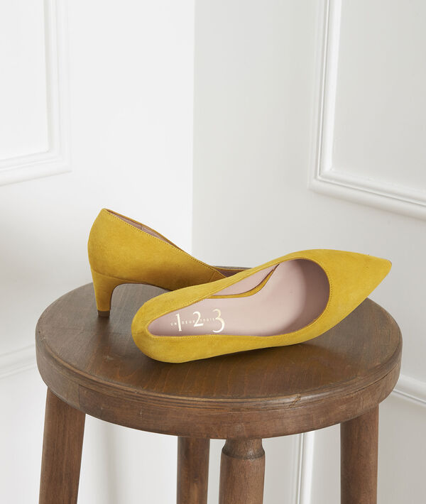 Gelbe Pumps aus Veloursleder Lili | 1-2-3 Gelbe Pumps aus Veloursleder Lili PhotoZ | 1-2-3