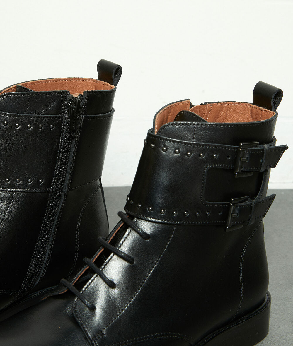 Boots rangers en cuir clouté noir holy noir.