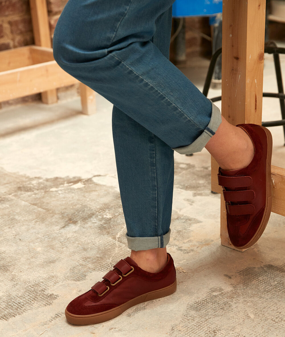 Baskets en cuir bordeaux vic bordeaux fonce.