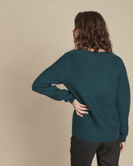 Pull cyprès col v fil cypres.