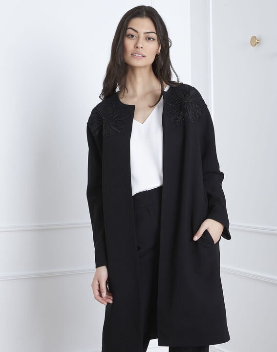 Manteau noir broderies Dionne | 1-2-3 Manteau noir broderies Dionne PhotoZ | 1-2-3