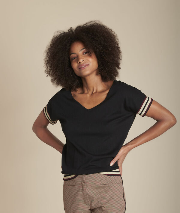 Pull noir rayures lurex Faly | 1-2-3 Pull noir rayures lurex Faly PhotoZ | 1-2-3