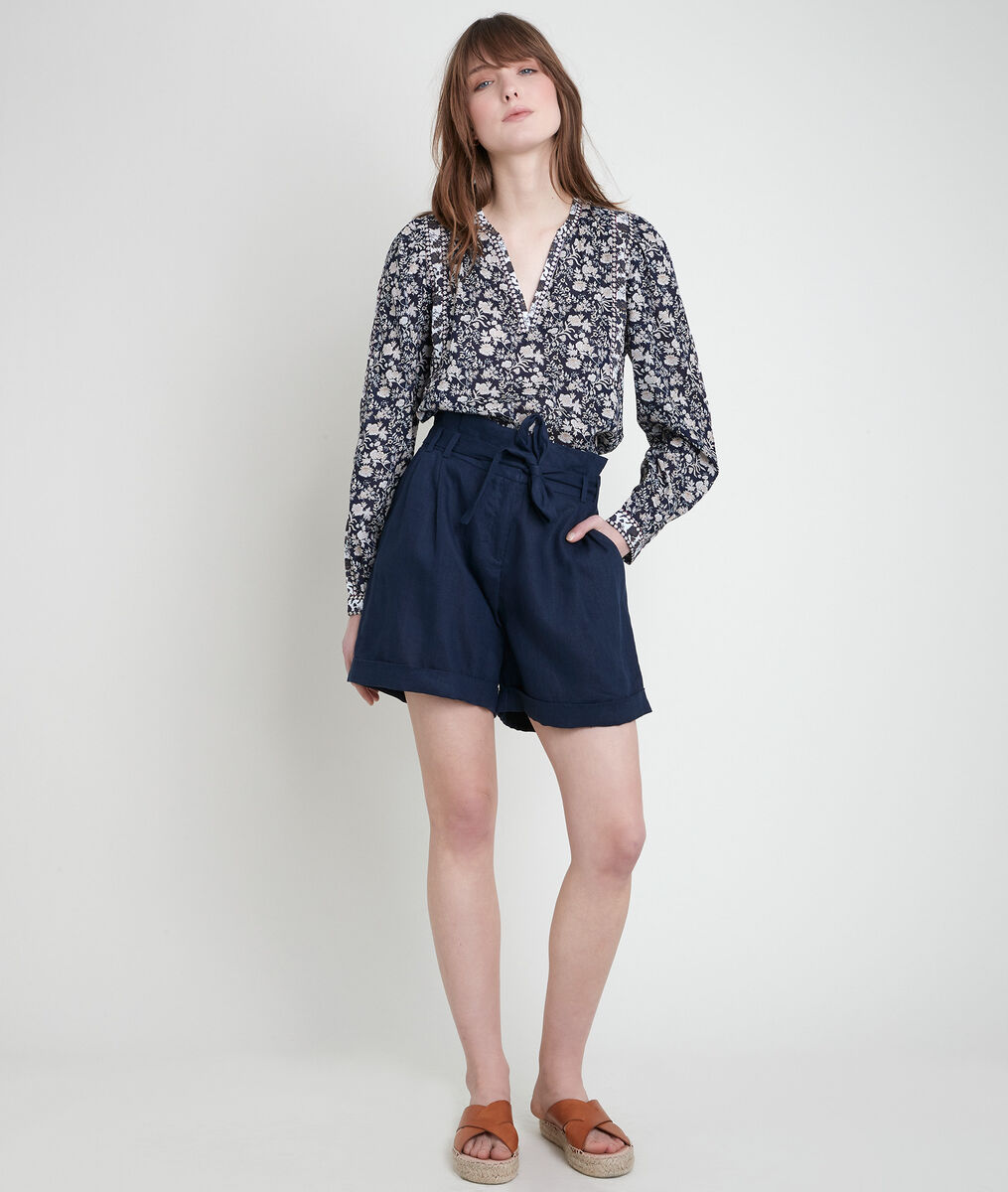 Short en lin certifié marine Fariel | 1-2-3 Short en lin certifié marine Fariel PhotoZ | 1-2-3