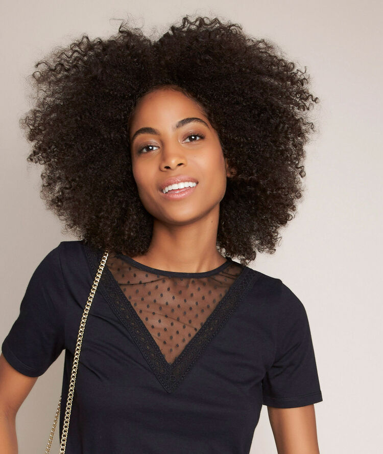 Tee-shirt brodé rayana noir.