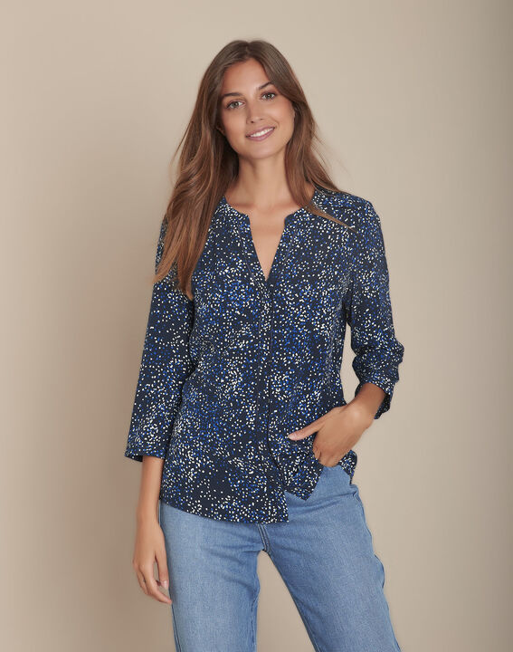 Blouse marine imprimée Arletty | 1-2-3 Blouse marine imprimée Arletty PhotoZ | 1-2-3