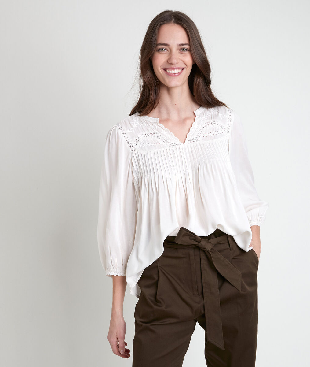 Blouse écrue en dentelle Tatiana | 1-2-3 Blouse écrue en dentelle Tatiana PhotoZ | 1-2-3
