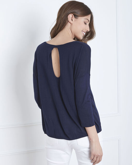Marineblauer pullover mit raffiniertem halsausschnitt avenir marineblau.