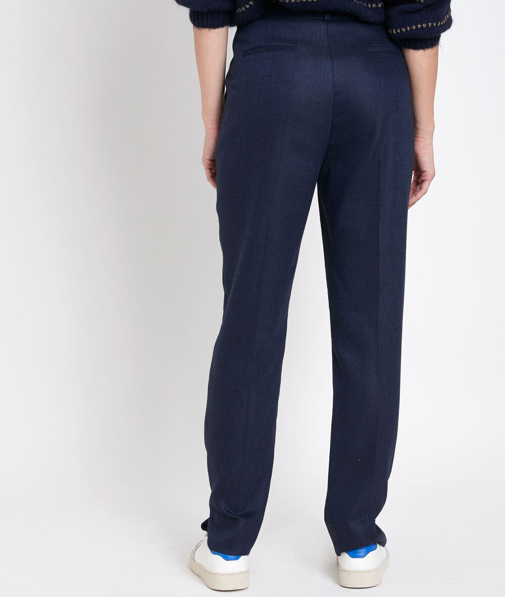 Pantalon cigarette à chevrons magnus marine.