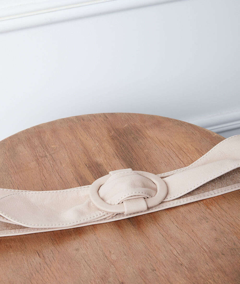 Ceinture large en cuir cr&egrave;me elya creme.