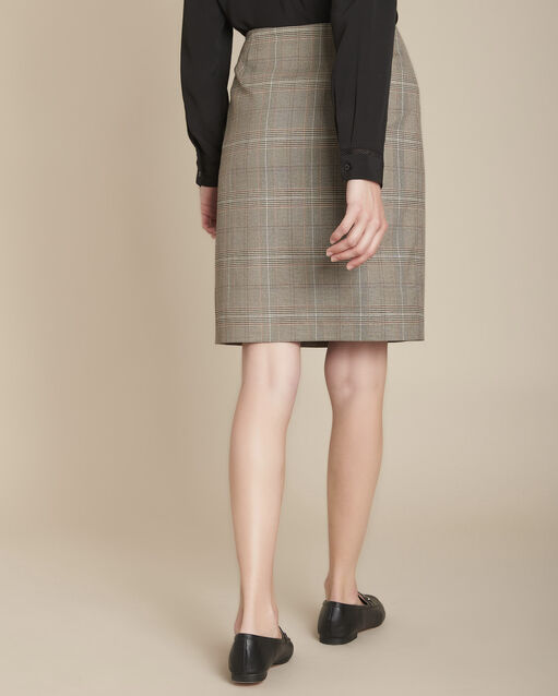 Jupe droite jacquard prince de galles abel caramel.