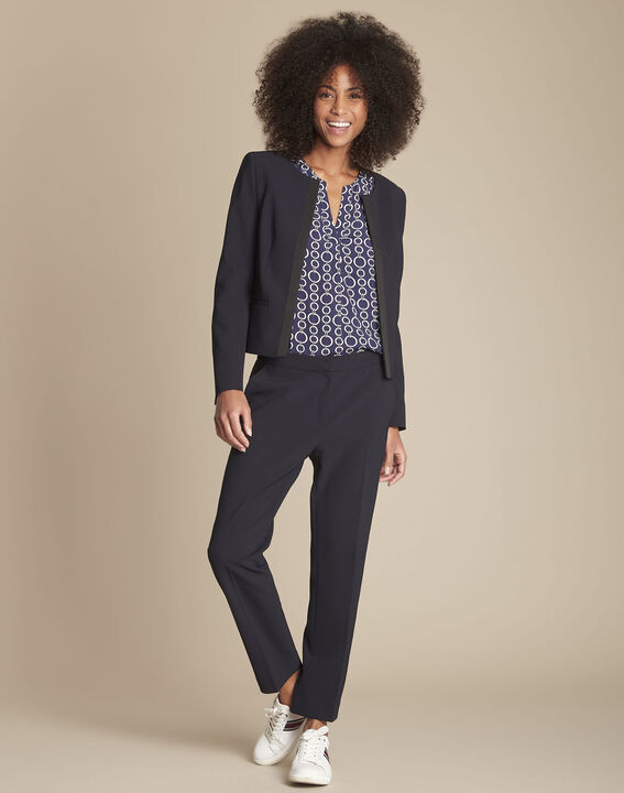 Pantalon de tailleur marine et sa bande latérale Suzanne | 1-2-3 Pantalon de tailleur marine et sa bande latérale Suzanne PhotoZ | 1-2-3