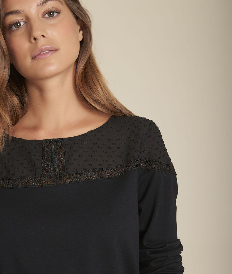 Tee-shirt encolure dentelle noir chiara noir.