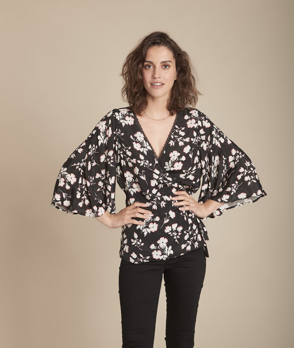 Blouse kimono imprimé fleuri Milan | 1-2-3 Blouse kimono imprimé fleuri Milan PhotoZ | 1-2-3