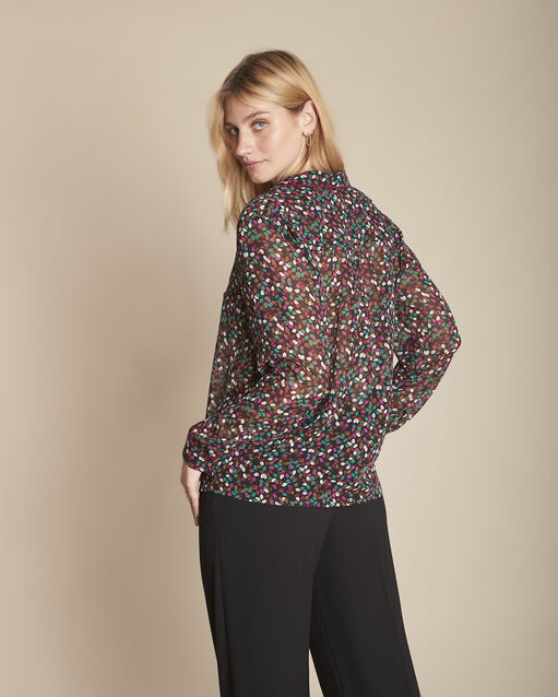 Blouse imprimé feuillage madalina noir.