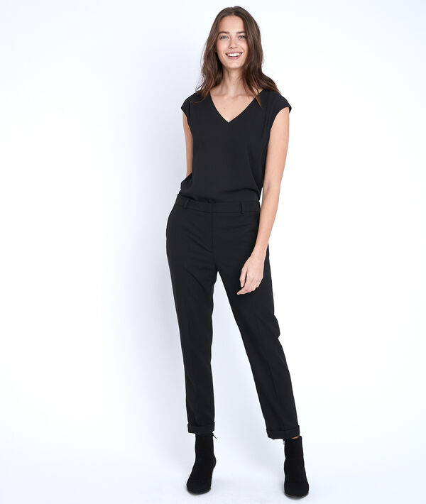 Schwarze Bluse aus Bimaterial Neptune | 1-2-3 Schwarze Bluse aus Bimaterial Neptune PhotoZ | 1-2-3