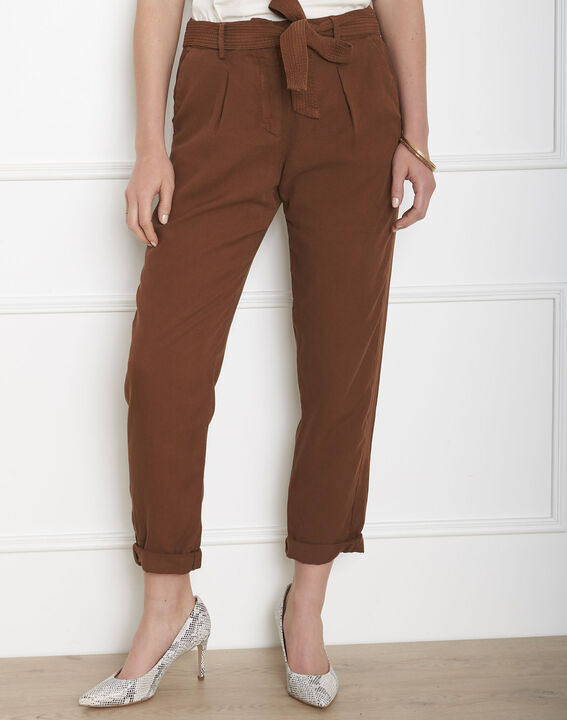 Pantalon marron fluide ceinture Geode | 1-2-3 Pantalon marron fluide ceinture Geode PhotoZ | 1-2-3